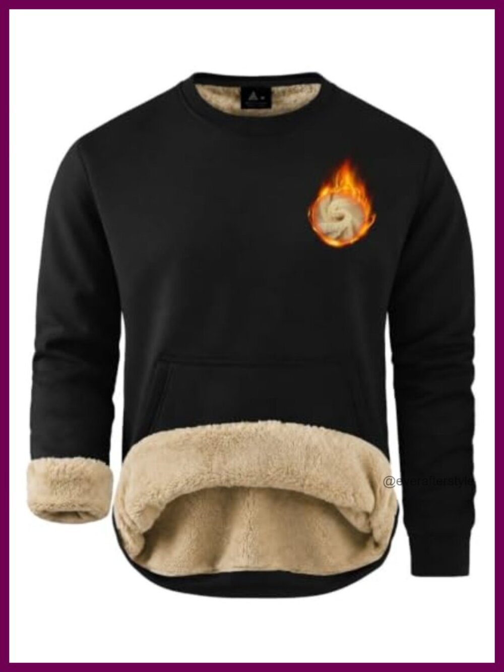Men's Sherpa Fleece Lined Crewneck Sweatshirt Kangaroo Pocket Pullover